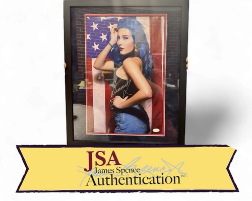 Diamante Signed American Flag 11x17 Poster Framed 16x20 -JSA