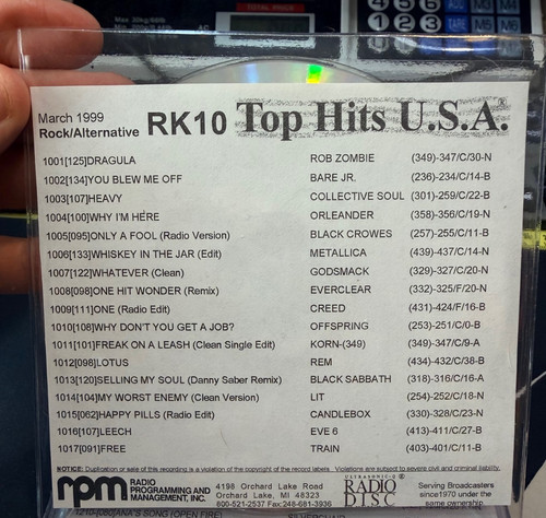 Top Hits USA Radio Promo CD RK 1999-2003 Rock / Alternative PICK YOUR DISC!