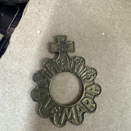 Vintage Pendant Rosary Ring Ave Maria Christian Religious A64