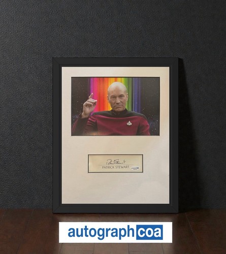 Patrick Stewart Signed Star Trek Framed Display 11x14 - ACOA